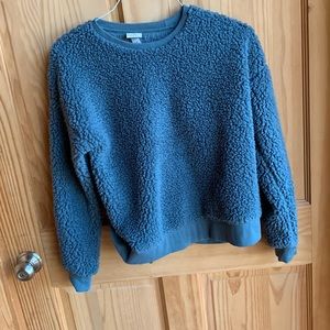 Blue cropped sherpa sweater